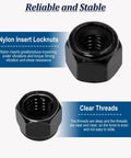 Close-up of 110 Pack Black Nylon Insert Lock Nuts Set For Inch Threaded Hardware SAE Nylock Nut Assortment Including 6-32, 8-32