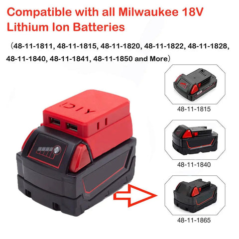 18V Battery Adapter Conversion Kit With Secure Connector Wires, red and black, compatible with Milwaukee 18V Li-ion batteries