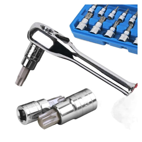 Top Tier 13 Piece Heavy Duty Torx Key Kit For Auto Repair And Bike Fixins With Impact Sockets Wrench Head For Pros Who Need To Hit Tight Rusted Bolts Without Breaking The Bank, chrome vanadium Torx bits in blue case