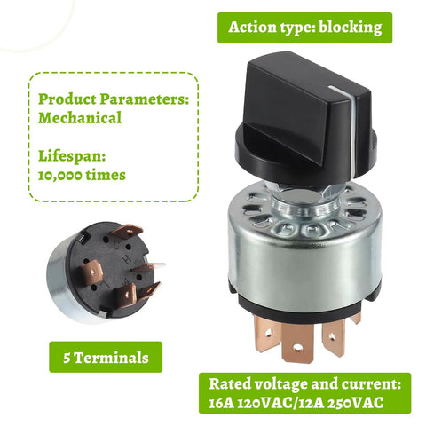 Four Position Three Speed Rotary Switch With Knob And Terminals For Fan Or Heater Control 12A 250V 16A 125V