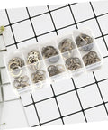 304 Stainless Steel C Shaped Retaining Clips Set 100 Pieces Split Washer Kit For M8 in plastic case on grid background