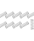 Twenty stainless steel compression springs, 0.5x7 mm OD, 15 mm free length, silver