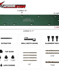 Dodge 5.7L Hemi Exhaust Manifold Template Removal Tool Set with base plate, extractor, depth gauge, alignment bolts, tap guides.