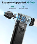 Cordless Electric Air Duster With Swappable Twin Battery Pack 150000 RPM 3 Speed High Velocity Blower showcasing airflow