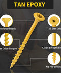 2 Inch Wood Deck Screws Size 8 T25 Star Bit Epoxy Coated 310 Pcs Outdoor Fasteners For Decking And Fencing Rust Resistant