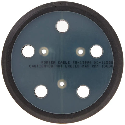 Hook And Loop Sanding Pad For 333 Sander 5 Inch Replacement 1 Pack Fits Random Orbit Sanders With Five Dust Holes Easy Attach For A Pro Grade Smooth Polished Finish OEM Authorized Part shown flat with text details visible