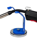 Magnetic MIG Welding Torch Holder With Ultra Strong Base for hands free work, durable metal clamp holding MIG gun securely.