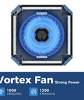 Heavy Duty Shop Air Filtration System Pulling 1350 CFM With A Killer 360 Degree Vortex Fan showing top view with fan blades.