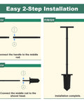 Easy 2-step installation guide for 39 Inch Lightweight Metal Detecting Shovel With V Shaped Serrated Blade For Treasure Hunting And Digging