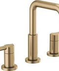 Nicoli Brushed Gold 8 Inch Widespread Bathroom Vanity Faucet With Push Pop Drain Assembly Champagne Bronze Finish Three Hole Mount Easy Wrench Free Install