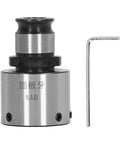Carbon Steel Round Die Tapping Collet Chuck GT12 M8 With Hex Wrench beside, for lathe tool installation and threading.