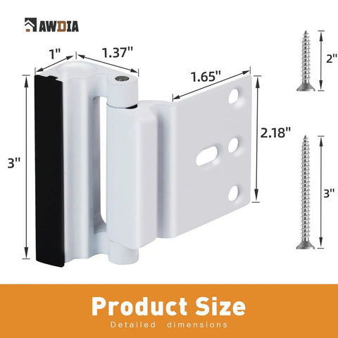 Rock Solid Door Reinforcement Lock Heavy Duty Aluminum Alloy Anti Ram Strike Plate dimensions shown with screws for installation.
