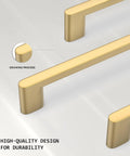 Close-up of 25 Pack Matte Gold Cabinet Pulls With 5 Inch Center To Center Hole Spacing Brushed Brass Kitchen Drawer Handles