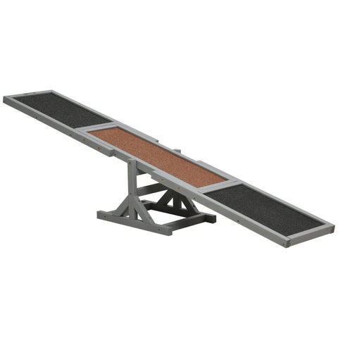 71 Inch Outdoor Dog Agility Seesaw for Training and Exercise, Wooden Platform Obstacle Course Toy, Slip Resistant Fir Wood
