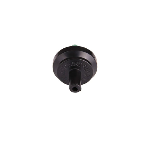 Close-up of 2 GPH Pressure Compensating Drippers 50 Pack for drip irrigation systems, showing nozzle and self-cleaning design.