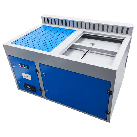 Heavy Duty Metal Working Downdraft Table With Side Suction Plate And Dust Collection Drum For Welding Grind Stations 2.2KW 220V with perforated surface.