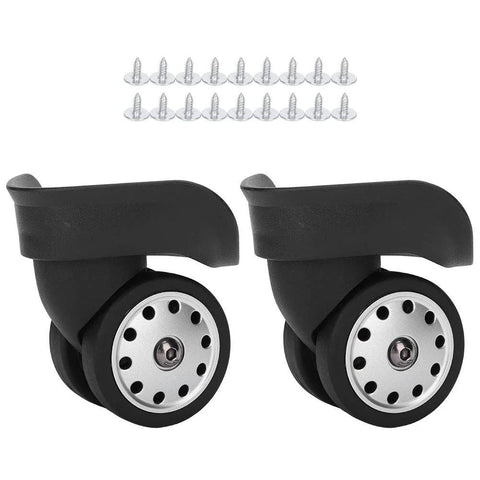 Multihole Suitcase Wheel Set In Black Universal Luggage Replacement Wheels Pair With Braked Stop Function Durable And Impact Resistant Easy Install