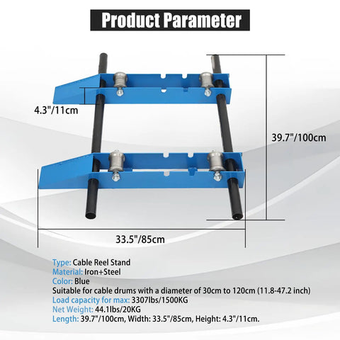 Heavy Duty Cable Drum Roller Dispenser For Reels Up To 39 Inches Wide Industrial Grade Steel Wire Unwinder Cable Reel Stand With Adjustable Drum Diameter From 11.8 To 47.2 Inches