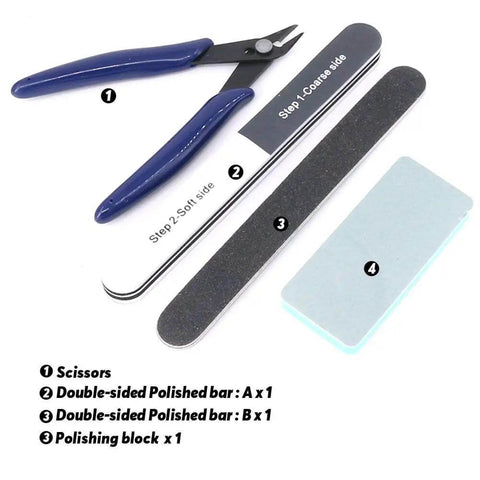 21Pcs Modeler Basic Tools Craft Set with scissors, double-sided polished bars, and polishing block for DIY miniature models