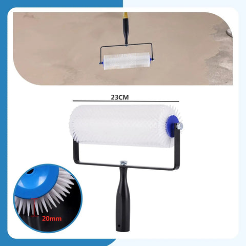Self Leveling Tool Kit For Concrete Floors With Spike Roller And Spike Shoes, 20mm Needle Length shown in white tool.