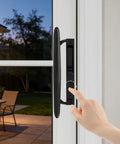 Heavy Duty Black Diecast Sliding Door Handle Set With Secure Non Keyed Lock, Fits 6-5/8 Inch Hole Centers, Easy To Use.