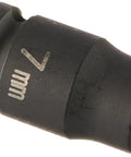 Rock Solid Quarter Inch Drive X 7mm Metric Standard Six Point Magnetic Impact Socket side view showing durable design for mechanics.