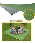 Double Parachute Nylon Camping Hammock Set With Rain Fly Tarp Mosquito Net And Tree Straps Lightweight Dope Gear For Backpacking Hiking Travel And Outdoor Yard Fun showing green rain fly tarp in use