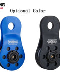 Universal Fit Snatch Block 22,000 Lb Load For Winches, Heavy Duty Rope Pulley With 3/8 To 1/2 Inch Rope, Angled Pull Helper, Grease Fitting, Blue Textured Coating shown in blue and black