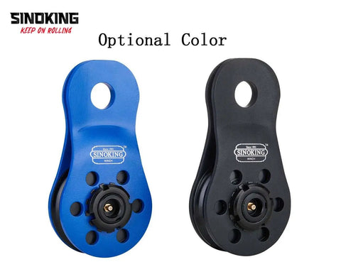 Universal Fit Snatch Block 22,000 Lb Load For Winches, Heavy Duty Rope Pulley With 3/8 To 1/2 Inch Rope, Angled Pull Helper, Grease Fitting, Blue Textured Coating shown in blue and black