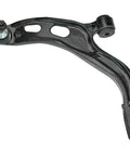 Curved black control arm with ball joint, part of Beefed Up Front Steering And Suspension Kit With Inner And Outer Tie Rods Lower Control Arms.