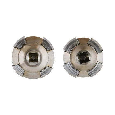 Electric Drill Compatible Pipe Threading Tool Set With 1/2 And 3/4 Inch Dies, Heavy Duty PVC Thread Cutter Kit showing steel dies.