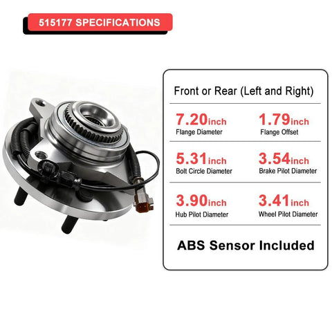 Front Wheel Bearing And Hub Assembly For Ford F150 2018 2019 2020 4WD 6 Lug With ABS 4x4 No Nonsense Direct Replacement