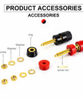 Dead Simple Plug And Play Speaker Binding Posts, M5 By 50mm Pure Copper Audio Terminals, accessory parts like washers and screws