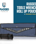 Roll Up Wrench Organizer With 24 Slots And Built In SAE And Metric Labels tool bag displayed open with wrenches