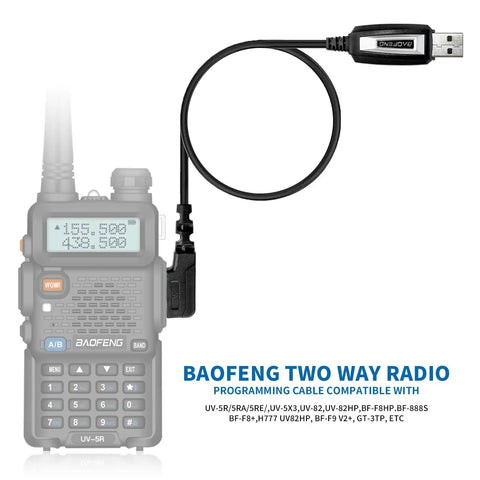 Programming Cable For UV 5R BF 888S BF F8HP Ham Radios With CHIRP And Plug And Play Setup On Windows And Mac connected to UV-5R radio.