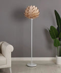 Artichoke Design 68 Inch Tall Free Standing LED Floor Lamp With Multi Panel Wooden Shade For Living Room Ambience