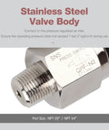1/4 Inch NPT Pneumatic Adjustable Diaphragm Pressure Switch Integrated Normally Open And Closed, QPF N2, Stainless Steel Body