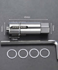 Dual Function Broken Screw Extractor And Thread Tap Tool For Plumbing Rusted Bolt And Pipe Valve Repair Adjustable Front End For 12 And 14 Mm Fittings Forged 45 Steel Construction Handy For DIYers Handymen Pro Grade Pros, 45mm tool with 12mm and 10mm markings