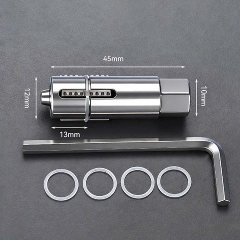 Dual Function Broken Screw Extractor And Thread Tap Tool For Plumbing Rusted Bolt And Pipe Valve Repair Adjustable Front End For 12 And 14 Mm Fittings Forged 45 Steel Construction Handy For DIYers Handymen Pro Grade Pros, 45mm tool with 12mm and 10mm markings