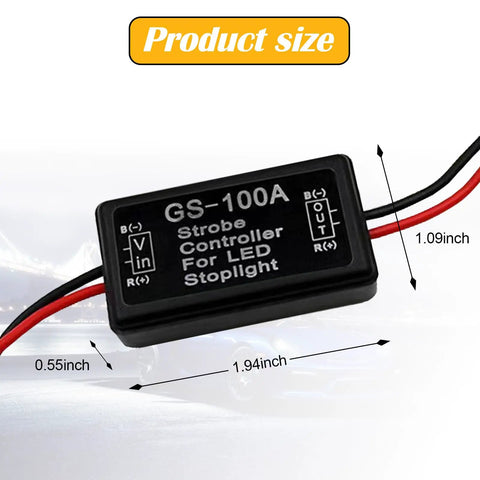 Hella Slick Pack Of Two High Brake Controller With Rapid Flashing Strobe And Snappy Blinker Relay Switch For 12 To 24 Volt Cars Trucks Motorcycles Black Abs Body Easy Install For Safer Drives, compact ABS module dimensions shown.