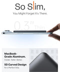 Slim profile of the Straight Up Top Shelf MagSafe Power Bank With Hella Fast 18W Charging, showcasing its lightweight design and aluminum finish.
