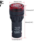 22mm Piezo Buzzer With Red Indicator Light 12V DC AC LED 7/8 Inch Mount Intermittent Beep Alarm Flash Signal For Electrical Control