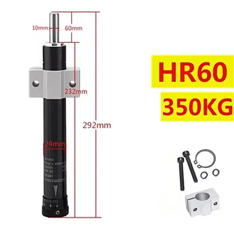Tough As Nails Heavy Duty Adjustable Hydraulic Buffer Dashpot for smooth deceleration, HR60 model, 350KG capacity with dimensions.