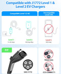 Heavy Duty J1772 EV Charger Extension Cable 50Amp 20 Feet UL Listed for Level 1 and Level 2 EV Chargers with plug type image.