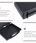 Heavy Duty Black Polypropylene Toolbox Organizer With Reinforced Carry Handle And Tight Seal Lids For Sorting Hand Tools Fasteners And Workshop Gear That Is Built Different And Ready For Any Job Site, showing closed design and large storage capacity.