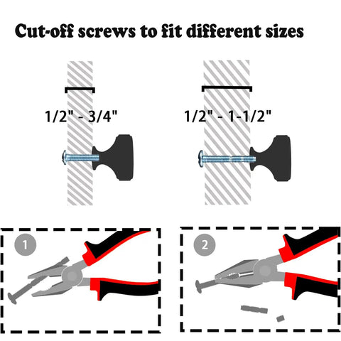 Illustration of Gold Cabinet Knobs 25 Pack for Dresser and Furniture, cut-off screws for drawer pulls installation