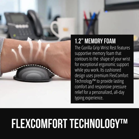 Person using Silky Memory Foam Wrist Rest For Keyboard And Mouse Ergonomic Design For Typing Pain Relief Two Piece Desk Pad Set