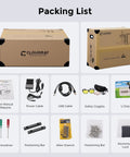 Packing list for 60W JPT MOPA Fiber Laser Engraver For Color Marking And Metal Engraving, box and accessories shown.