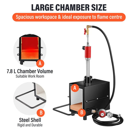 Portable Propane Forge with large chamber, steel shell, for blacksmithing and knife making, next-gen heat insulation. Focus keyword: Portable Propane Forge For Blacksmithing And Knife Making, Next Gen Heat Insulation, Easy Start Farrier Forge Furnace, Beginner Knife Making Kit, Starter Blacksmithing Forge For Projects, Lightweight, Efficient And Ready.