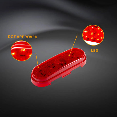 Six Inch Oval LED Brake Light And Marker For Trucks And Trailers 26 LEDs IP65 Waterproof DOT Approved